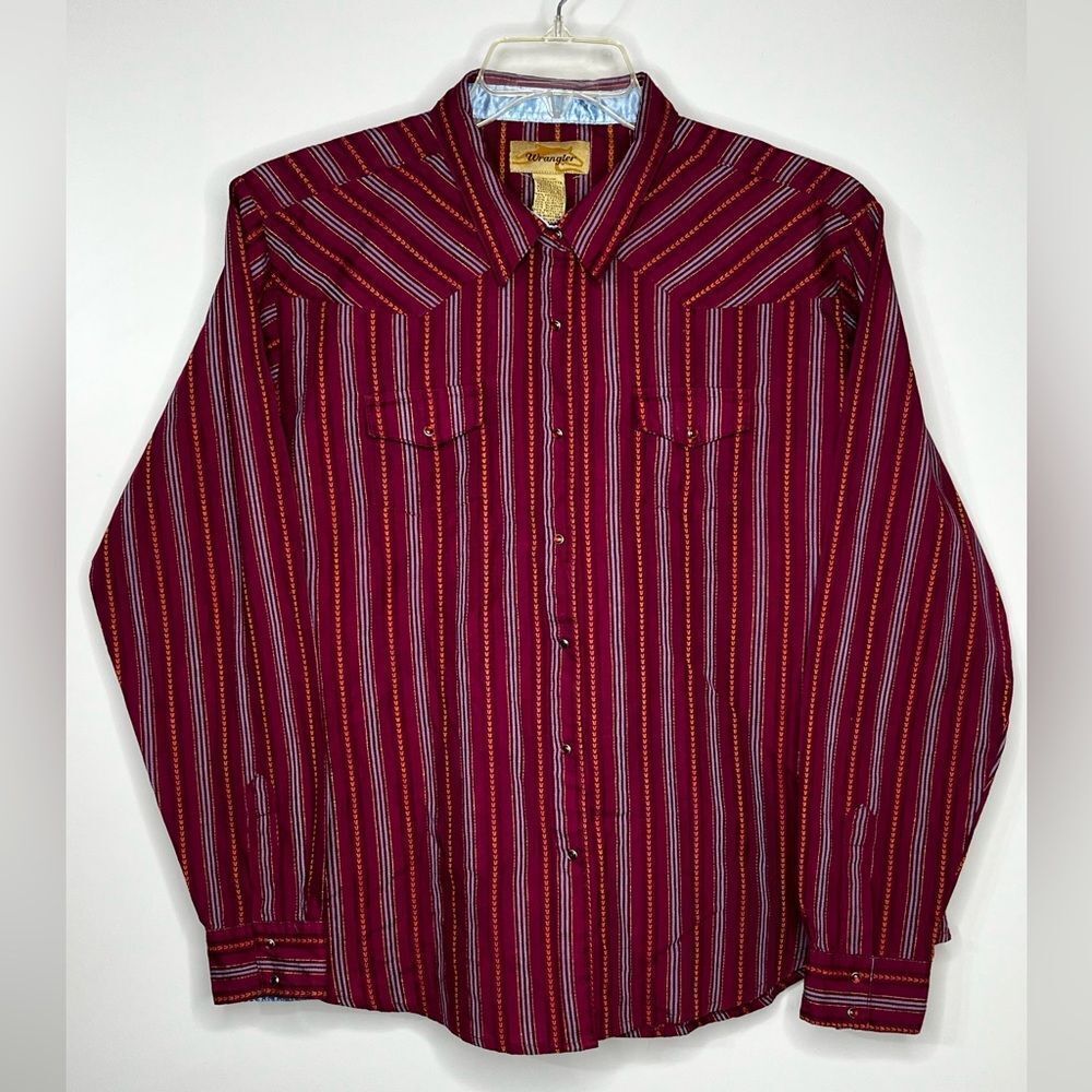 Wrangler Maroon Red Pearl Snap Western Long Sleeve Women's Top Size XXL